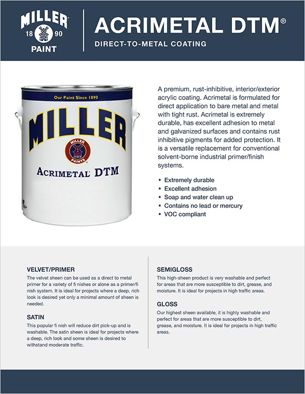 Miller Paint Acrimetal Exterior Brochure