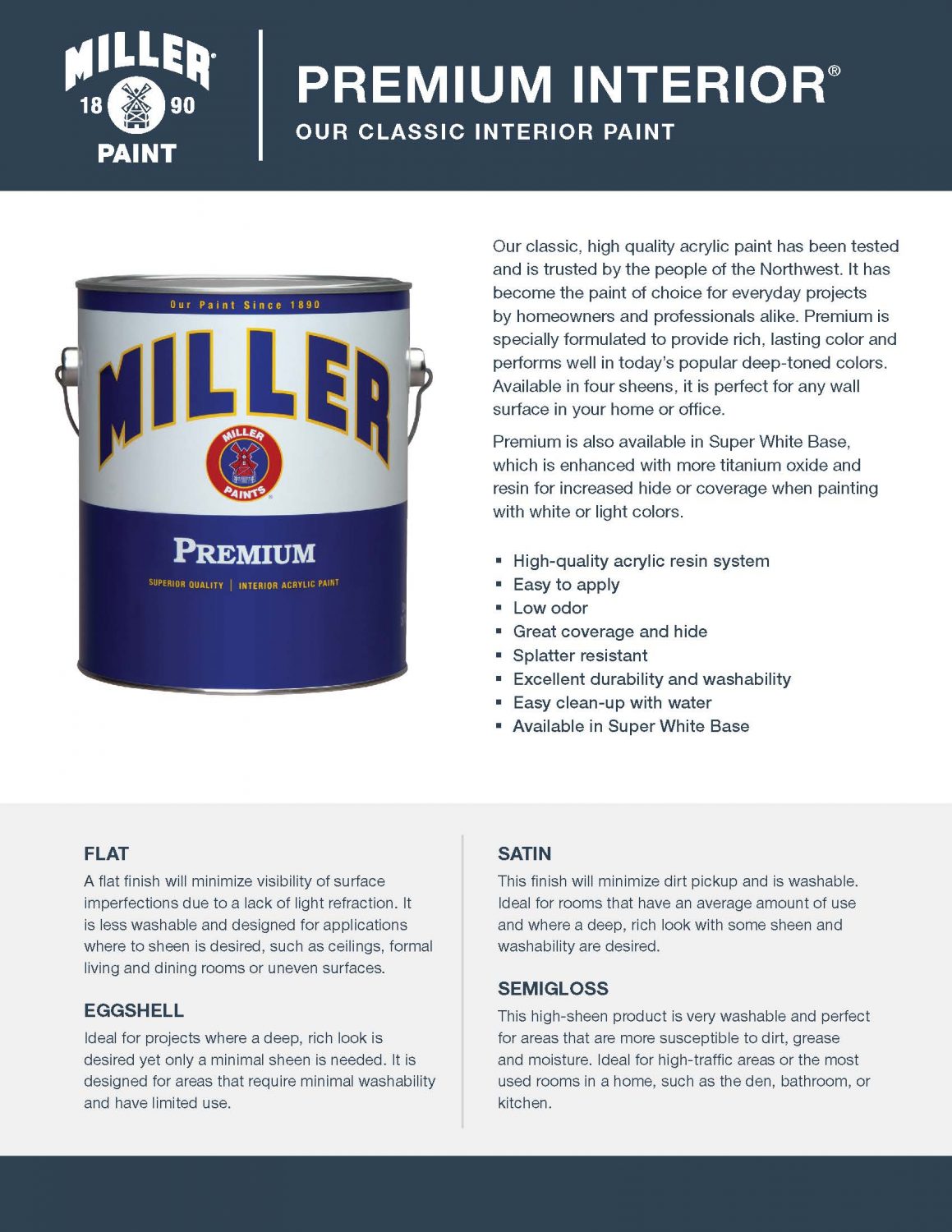 Miller Paint Premium Interior Brochure