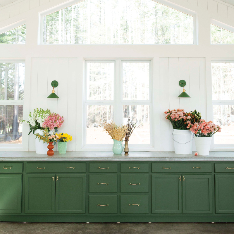 Wooden Cabinet with Flower Pot