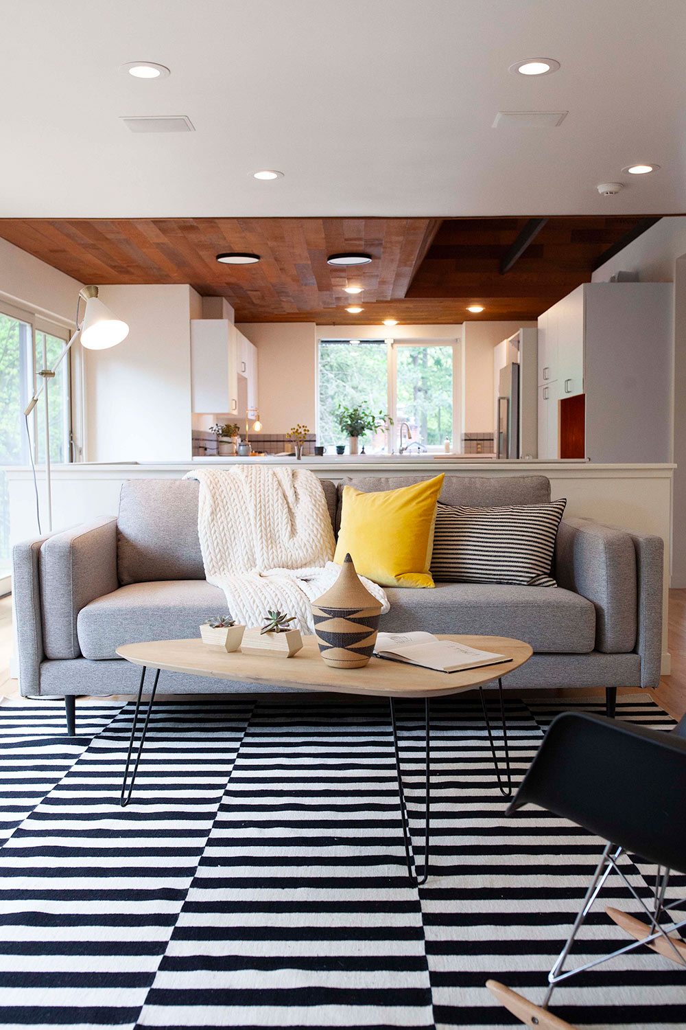 rug Family Room that opens to the Kitchen
