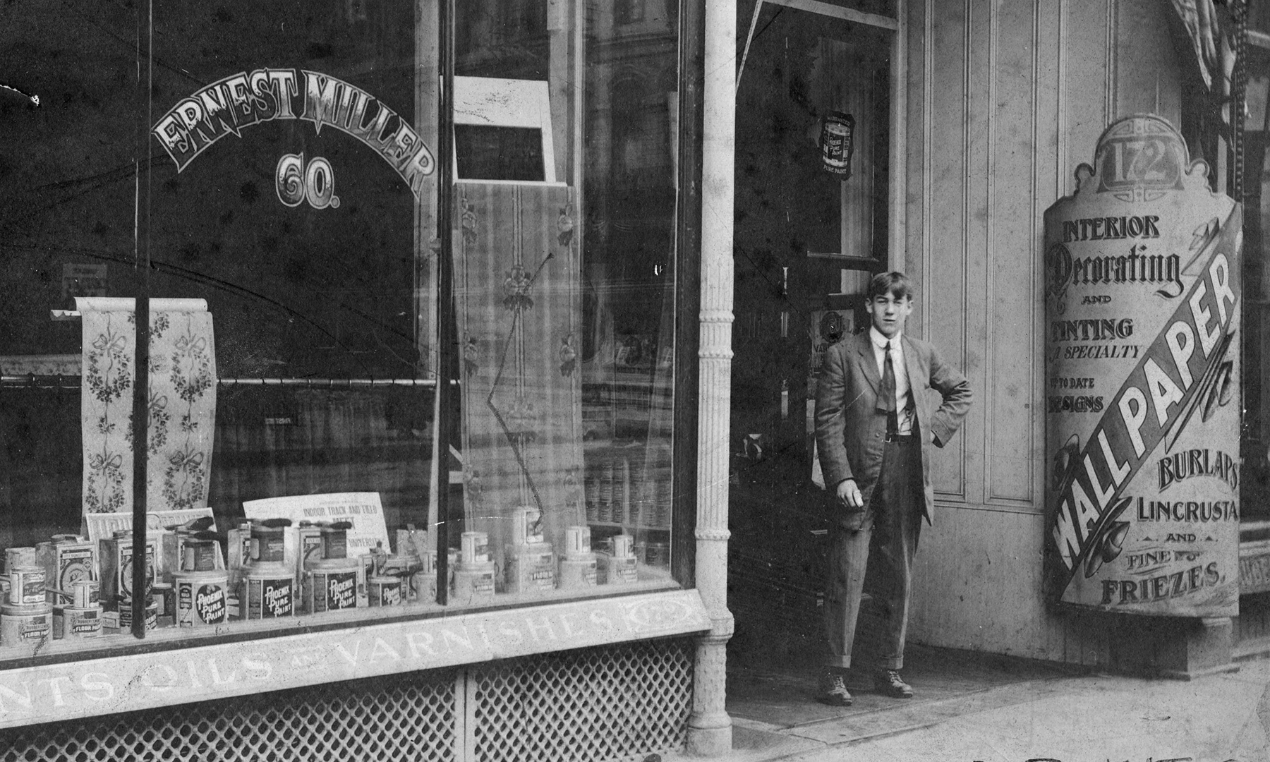 Ernest Miller Jr. at our original Front St. location in downtown Portland circa 1910.